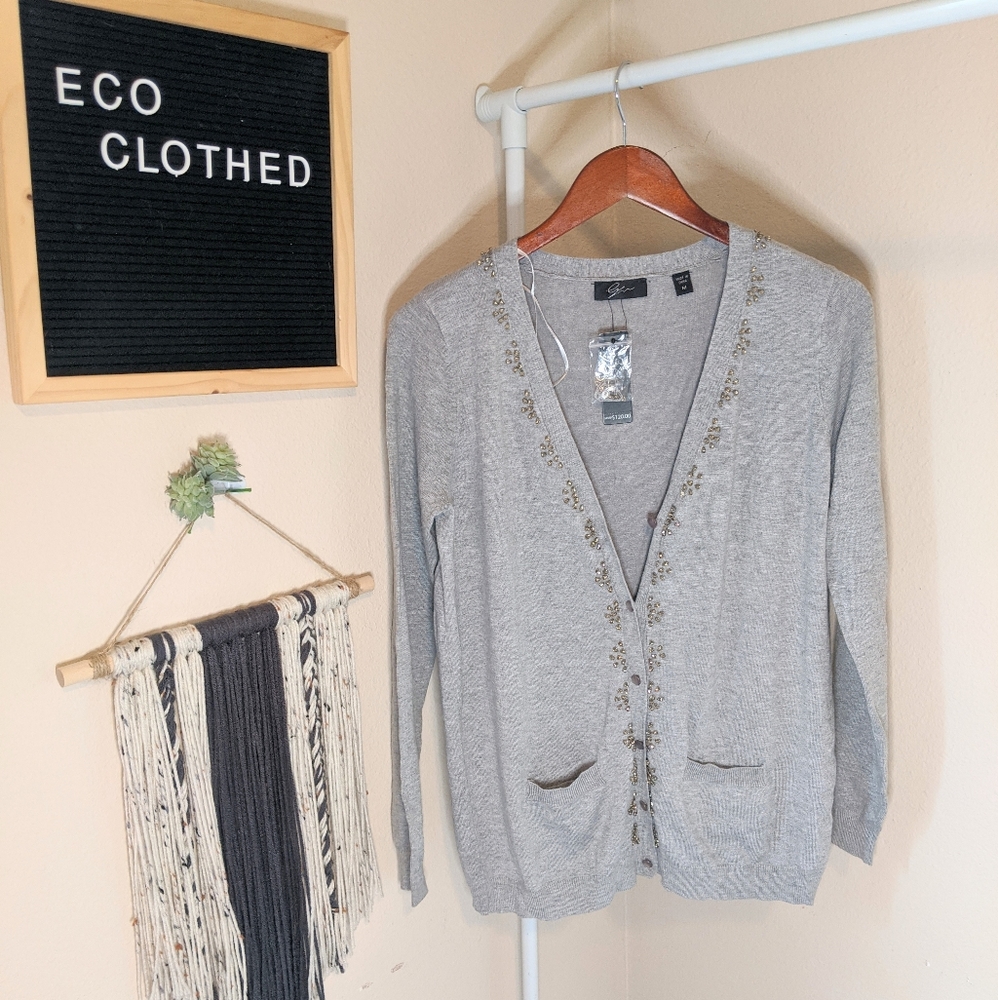NWT Crystal Gray Button Front Cardigan